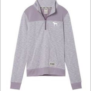 Lavender purple half zip campus sweatshirt